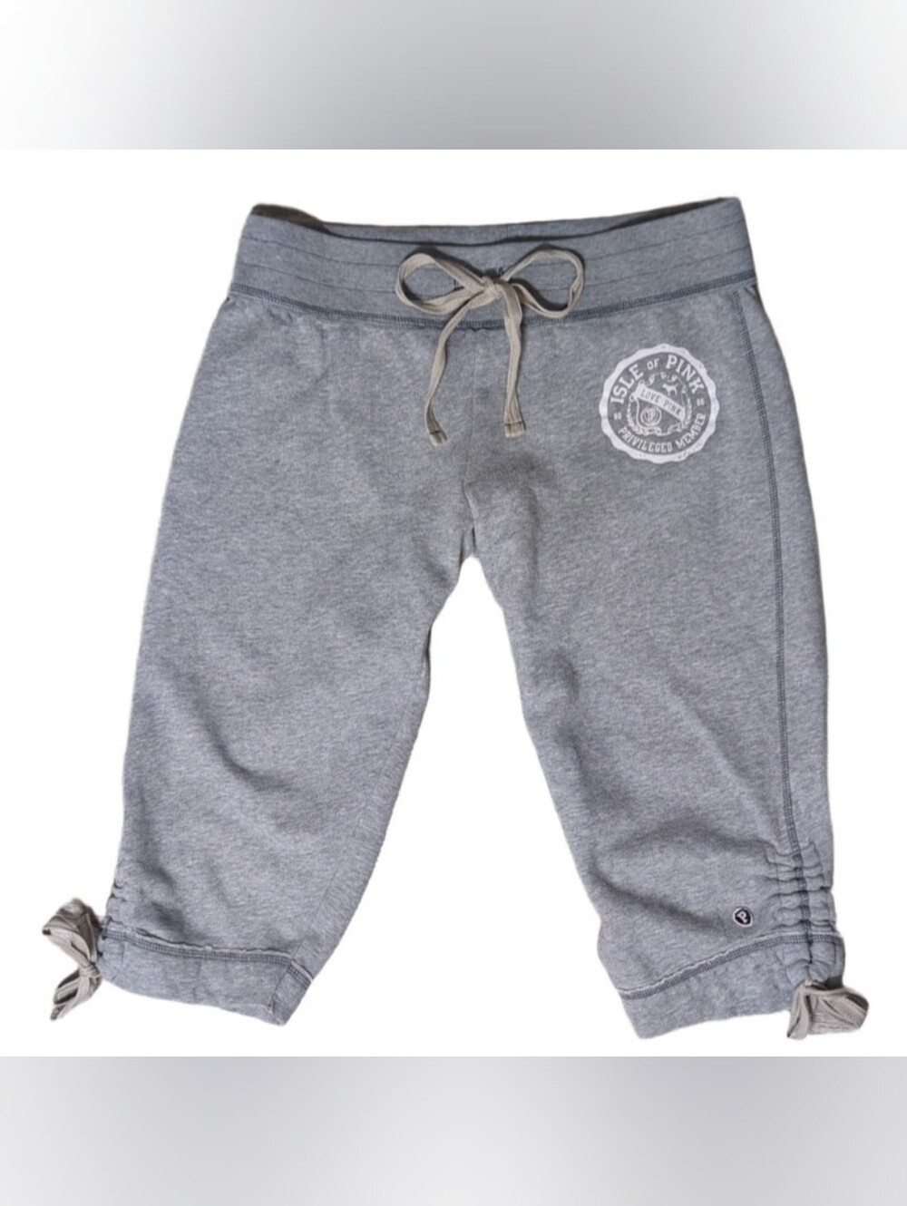 Vintage Y2K VS PINK Grey Cropped Sweats - Isle of Pink - Small